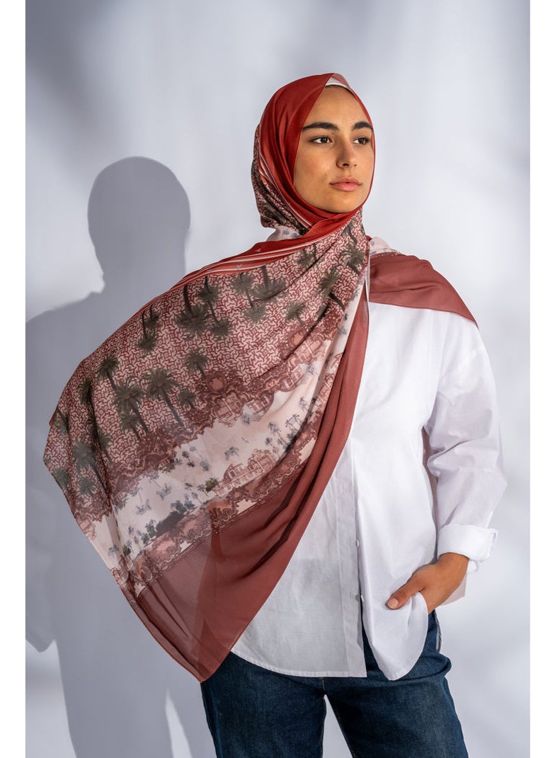 Women Hijab Echoes of the Palms Printed Chiffon